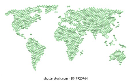 World atlas mosaic designed of eco man icons. Vector eco man design elements are organized into conceptual continent map.