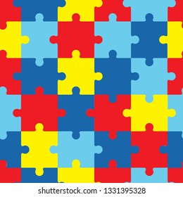 World autism awareness day. 2 April. Colorful puzzles. Medical vector illustration texture. Symbol of autism. Flat style. EPS10. 