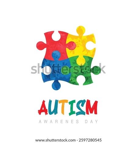 World Autism Awareness Day 2 April social media post banner. Autism Awareness Day banner with puzzle piece, child hand, awareness ribbon, love icon, child girl and boy vector