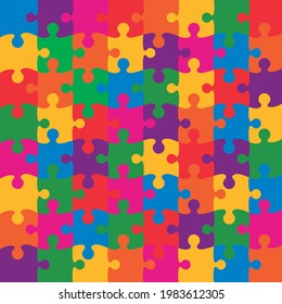 World Autism Awareness Day. 64 colorful background puzzle vector.