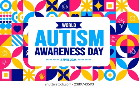 World autism awareness day Abstract Geometric minimalist simple shape and figure artwork  puzzle pieces pattern background template celebrated in 2 April. use to banner, greeting card, poster.