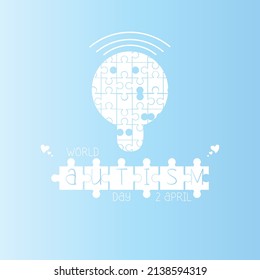 World Autism Awareness Day. April 2nd. Templates for cards, posters with text inscriptions.