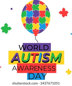 World autism awareness day April 2 balloon puzzle poster illustration background design