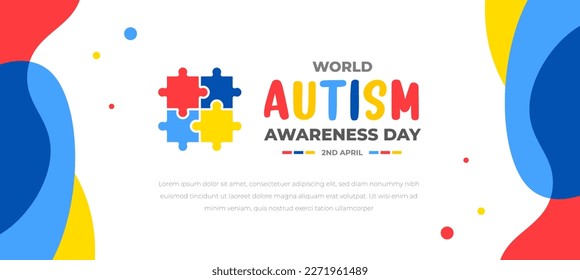 World autism awareness day background design template. World autism day colorful puzzle vector banner. Symbol of autism. autism Health care Medical flat background of April 02 celebration. 