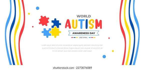 World autism awareness day background design template. World autism day colorful puzzle vector banner. Symbol of autism. autism Health care Medical flat background of April 02 celebration. 