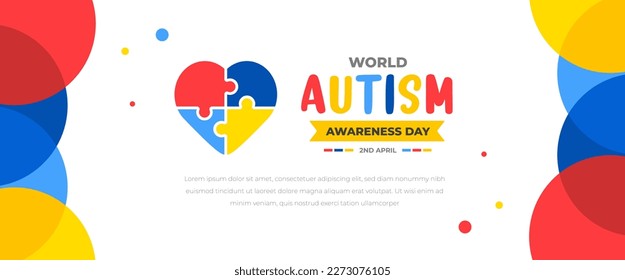 World autism awareness day background design template. World autism day colorful puzzle vector banner. Symbol of autism. autism Health care Medical flat background of April 02 celebration. 