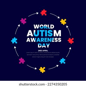 World autism awareness day background design template. World autism day colorful puzzle vector banner. Symbol of autism. autism Health care Medical flat background of April 02 celebration. 