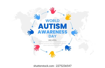 World autism awareness day background design template. World autism day colorful puzzle vector banner. Symbol of autism. autism Health care Medical flat background of April 02 celebration. 