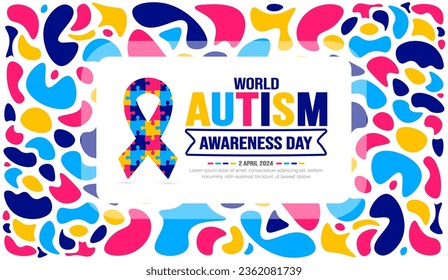 World autism awareness day background template celebrated in 2 April. use to background, banner, card, greeting card, poster, book cover, placard, photo frame, social media post banner template.