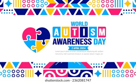 World autism awareness day background template celebrated in 2 April. use to background, banner, card, greeting card, poster, book cover, placard, photo frame, social media post banner template.