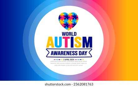 World autism awareness day background template celebrated in 2 April. use to background, banner, card, greeting card, poster, book cover, placard, photo frame, social media post banner template.