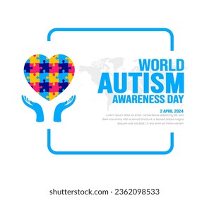 Plantilla de fondo para el Día Mundial de Concienciación sobre el Autismo que se usa para banner, tarjeta, tarjeta de felicitación, afiche, portada de libro, cartel, marco de foto, plantilla de banner de publicación en medios sociales. celebrado el 2 de abril.