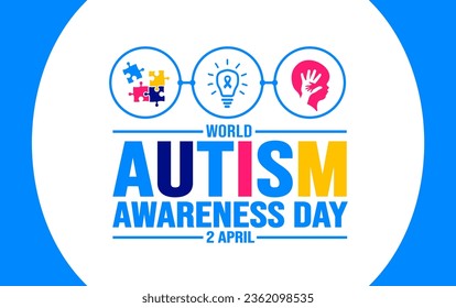 World autism awareness day background template use to banner, card, greeting card, poster, book cover, placard, photo frame, social media post banner template. celebrated in 2 April.