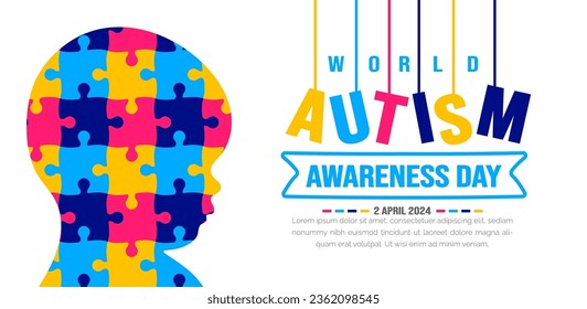 World autism awareness day background template use to banner, card, greeting card, poster, book cover, placard, photo frame, social media post banner template. celebrated in 2 April.