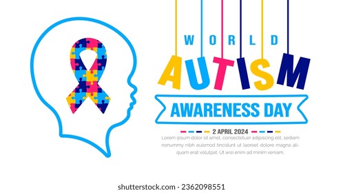 World autism awareness day background template use to banner, card, greeting card, poster, book cover, placard, photo frame, social media post banner template. celebrated in 2 April.