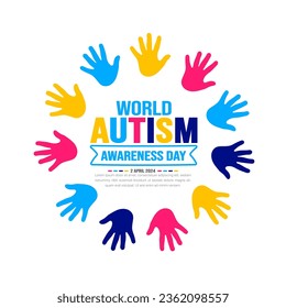 World autism awareness day background template use to banner, card, greeting card, poster, book cover, placard, photo frame, social media post banner template. celebrated in 2 April.