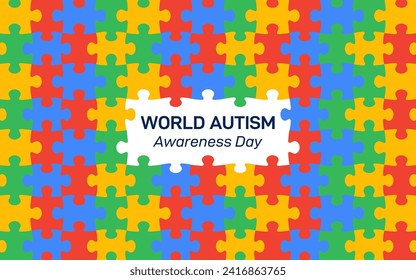 World Autism awareness day background. Template for banners, social media, medical posters, backgrounds, badge, brochures, print and health care awareness campaign for autism. Vector puzzle background