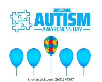 World Autism awareness day background banner or poster design template with child colorful balloon design. Autism is a Developmental disability caused by difference in brain. observed every year.