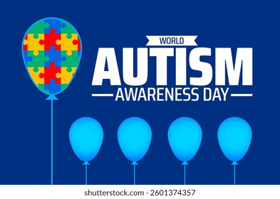 World Autism awareness day background banner or poster design template with child colorful balloon design. Autism is a Developmental disability caused by difference in brain. observed every year.