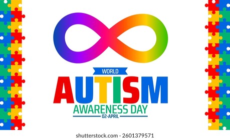 World Autism awareness day background banner or poster design template with autism infinity symbol design. Autism is a Developmental disability caused by difference in brain. observed every year.