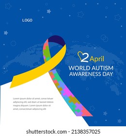 world autism awareness day banner or invitation card. - illustration Vector flat.