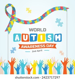 Cartel del Día Mundial de Concienciación sobre el Autismo. Símbolo de autismo. Plantilla de diseño para fondo, tarjeta, impresión, cartel o folleto. Concepto de la campaña de sensibilización sobre la salud para el 2 de abril