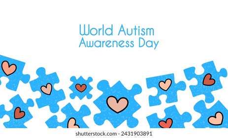 World Autism Awareness Day banner. Conceptual illustration with blue puzzle. 