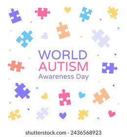 World Autism Awareness Day banner with puzzle and hearts.