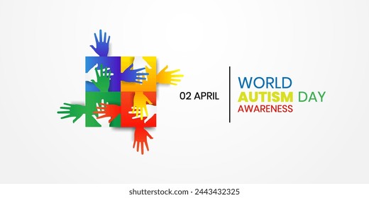World Autism Awareness Day banner. April 2. colorful puzzles vector background. Healthcare concept. Vector illustration 