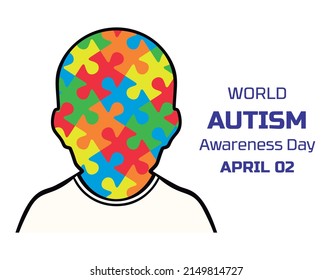 World Autism Awareness Day. Boy in shirt with puzzle head concept vector.