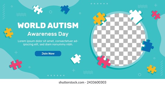 World Autism Awareness Day Celebration. World Autism Day background. April 2. Cartoon Vector illustration design Template for Poster, Banner, Flyer, Card, Post, Cover, Campaign. Colorful puzzle.