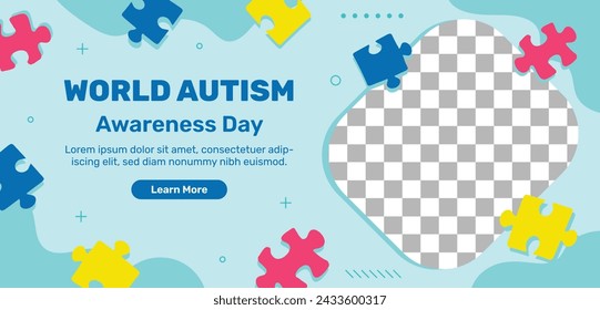 World Autism Awareness Day Celebration. World Autism Day background. April 2. Cartoon Vector illustration design Template for Poster, Banner, Flyer, Card, Post, Cover, Campaign. Colorful puzzle.