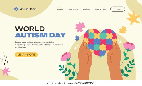 World Autism Awareness Day Celebration. World Autism Day background. April 2. Cartoon Vector illustration design Template for Poster, Banner, Flyer, Card, Post, Cover, Campaign. Colorful puzzle.