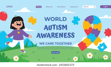 World Autism Awareness Day Celebration. World Autism Day background. April 2. Cartoon Vector illustration design Template for Poster, Banner, Flyer, Card, Post, Cover, Campaign. Colorful puzzle.