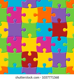 World autism awareness day. Colorful seamless puzzle background. Symbol of autism. Vector Illustration