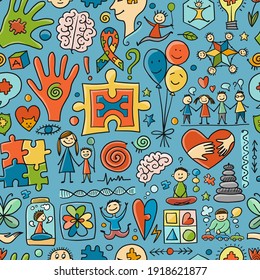 World autism awareness day. Colorful puzzle design. Symbol of autism. Seamless pattern for your design. Vector illustration