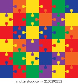 World autism awareness day. Colorful puzzles vector background. Symbol of autism. Medical flat illustration. Health care. World autism awareness month