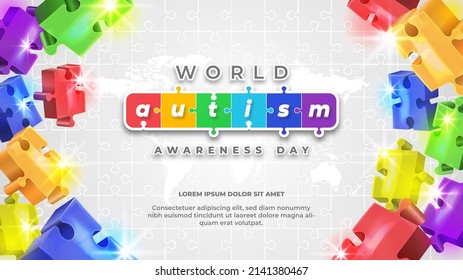 World Autism Awareness Day with Colorful Puzzle Pieces