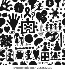 World autism awareness day. Colorful puzzle design. Symbol of autism. Seamless pattern for your design