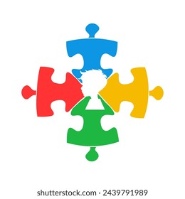 World autism awareness day. colorful puzzles and silhouette of boy. Symbol of autism. 