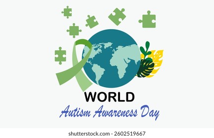 world Autism Awareness Day colorful. 2 April world Autism Awareness Day colorful Puzzle icon with puzzle Awareness Ribbon banner or background design template