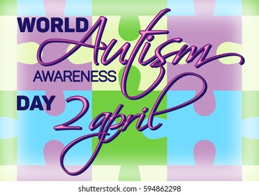 World autism awareness day. Colorful puzzles vector background. Symbol of autism.