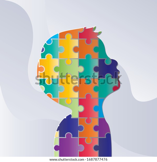 World autism awareness day.\
colorful puzzles vector background. Symbol of autism. Medical flat\
illustration. Health care ,banner or poster of World autism\
awareness day.