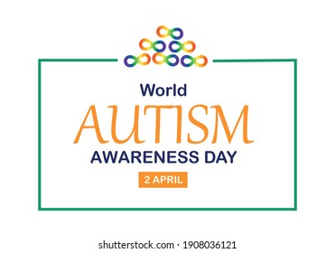 Vector de concepto del Día Mundial de la Conciencia del Autismo con símbolos de infinito arco iris. Conciencia y aceptación de la neurodiversidad. 