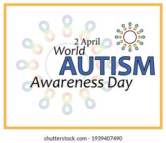 Vector de concepto del Día Mundial de la Conciencia del Autismo con símbolos de infinito arco iris. Conciencia y aceptación de la neurodiversidad. 