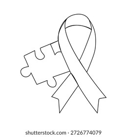 Día Mundial de Concienciación sobre el Autismo, dibujo continuo de una línea e ilustración de contorno aislado de estilo minimalista