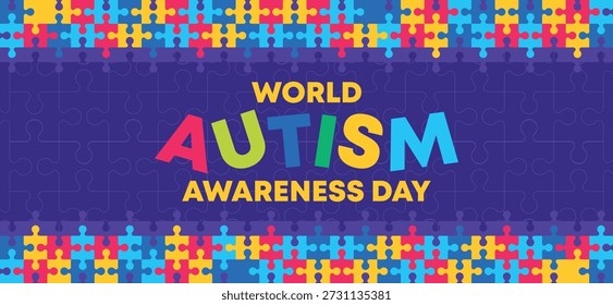 World Autism Awareness Day Creative Puzzle Wave Banner designed for modern autism awareness and inclusion campaigns