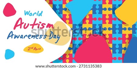 World Autism Awareness Day Creative Puzzle Wave Banner designed for modern autism awareness and inclusion campaigns