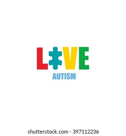 World autism awareness day logo design template. Vector illustration. colorful puzzles symbol.