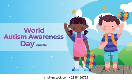 World Autism Awareness Day on April 02 business brochure flyer banner design horizontal template vector, cover presentation abstract, modern publication poster and flag-banner.